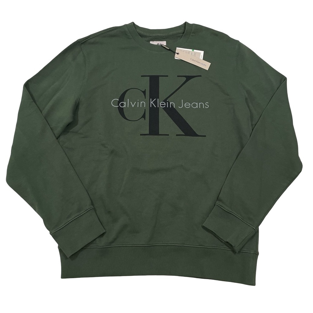 NWT Calvin Klein Jeans Size L Dark-Green Crewneck Sweatshirt (Retail Price $69)